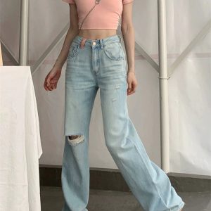 Danika Y2K Loose Jeans - Trendy Grunge Style with Vintage Aesthetic Appeal