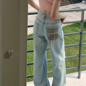 Danika Y2K Loose Jeans - Trendy Grunge Style with Vintage Aesthetic Appeal