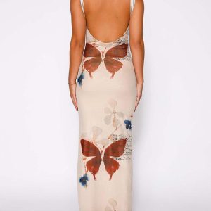 Deep V Floral Maxi Dress - Y2K Aesthetic Boho Style for Effortless Chic Looks