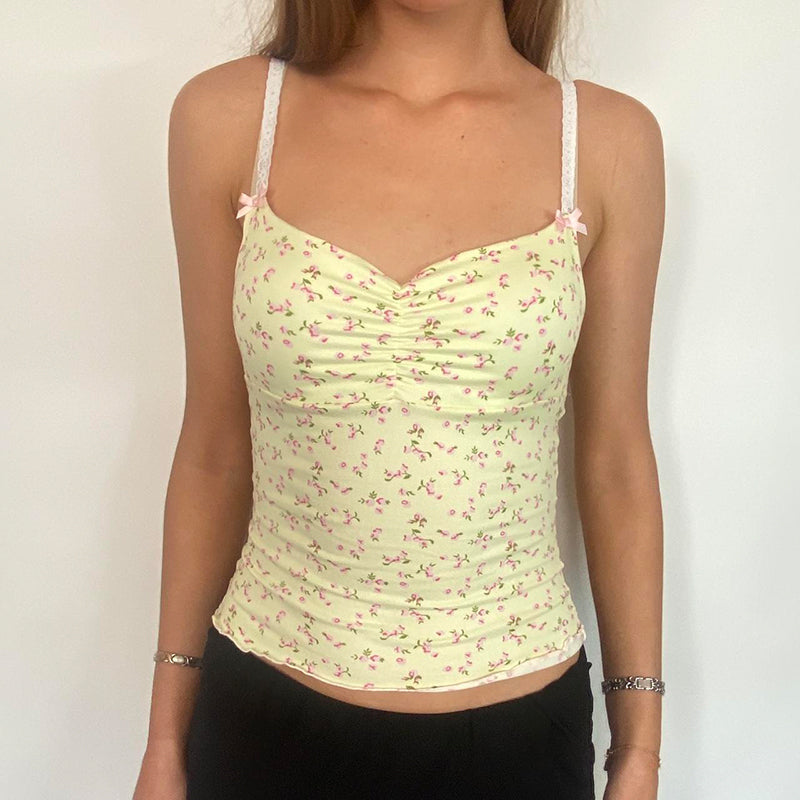 Dena Y2K Floral Print Tank Top - Cute Coquette Aesthetic for Effortless Style