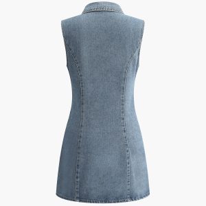 Denim Sleeveless Pocket Dress - Y2K Aesthetic Casual Style for Effortless Chic Looks