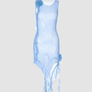 Divis Arcane Y2K Mesh Frills Cover Dress - Cute Coquette Aesthetic Fashion Statement