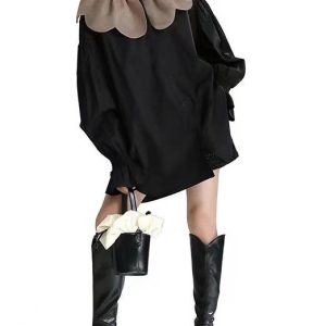 Doll Petal Collar Oversized Y2K Shirt - Cute Coquette Aesthetic Top for Effortless Style