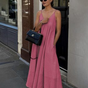 Double Layered V-Neck Maxi Dress - Y2K Aesthetic Fashion for Effortless Style