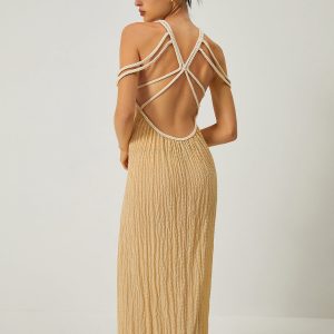 Draped Halterneck Backless Long Dress - Y2K Aesthetic Evening Gown for Chic Style