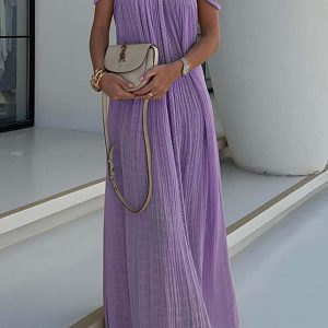 Draped Woven Halterneck Backless Maxi Dress - Y2K Aesthetic Evening Wear for Chic Style