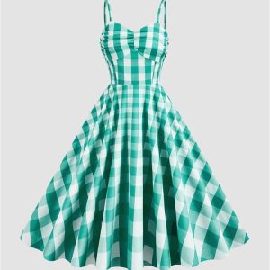 Dreamland Picnic Gingham Flare Dress - Y2K Aesthetic Cute Summer Outfit