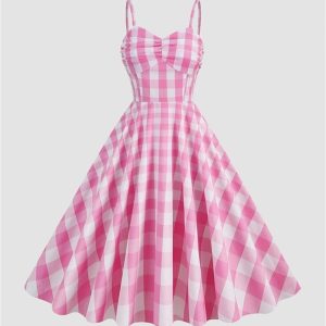 Dreamland Picnic Gingham Flare Dress - Y2K Aesthetic Cute Summer Outfit