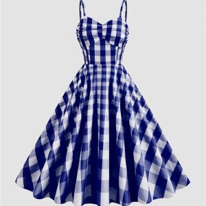 Dreamland Picnic Gingham Flare Dress - Y2K Aesthetic Cute Summer Outfit