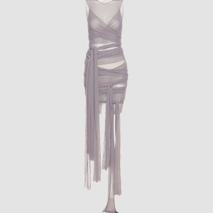 Earth Spirit Draped Dress: Embrace Y2K Aesthetic with Coquette Style and Effortless Elegance