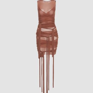 Earth Spirit Draped Dress: Embrace Y2K Aesthetic with Coquette Style and Effortless Elegance