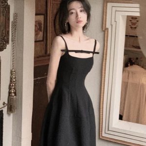 Elegant A-Line Spaghetti Strap Summer Dress for Women - Slim Fit Sleeveless Party Outfit