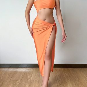 Elegant Brown Backless One Shoulder Beach Maxi Dress for Summer Parties and Events