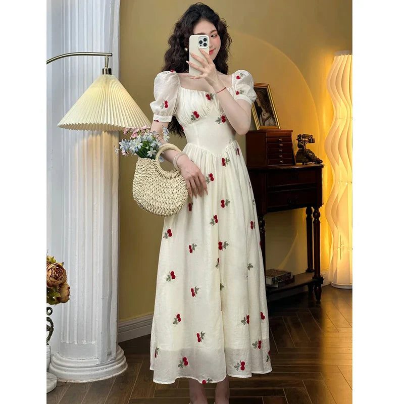 Elegant Floral A-Line Dress for Women | Vintage Chic Casual Party & Birthday Wear