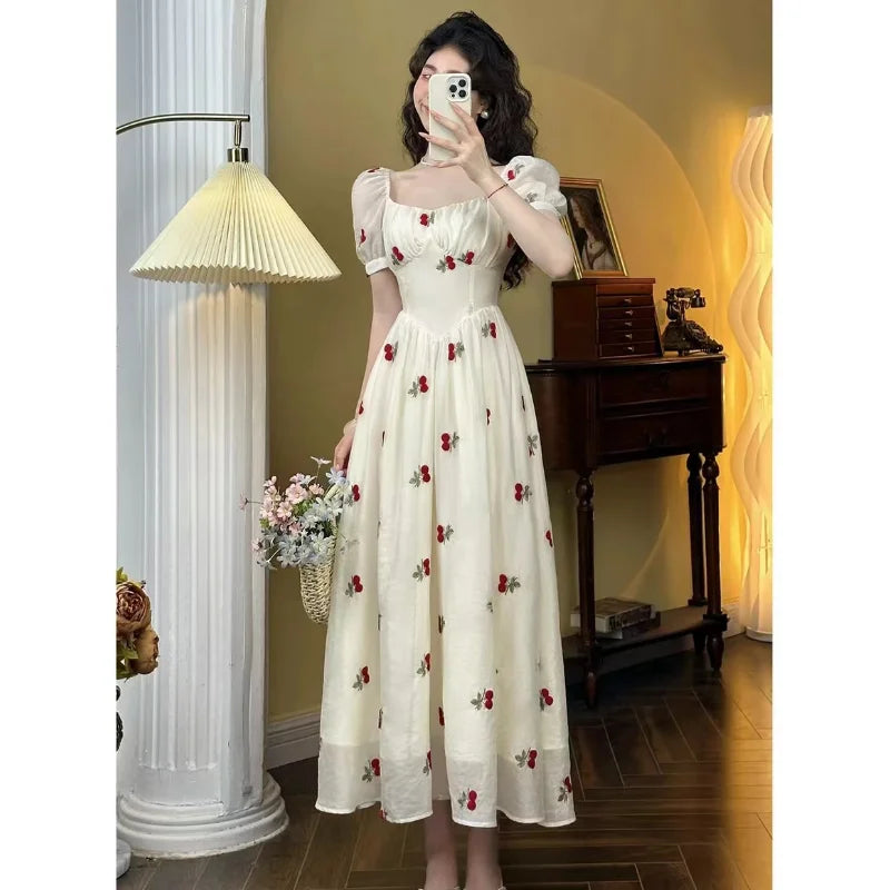 Elegant Floral A-Line Dress for Women | Vintage Chic Casual Party & Birthday Wear