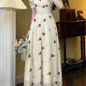 Elegant Floral Midi Dress - Vintage Casual Chic A-Line for Summer Parties & Birthdays