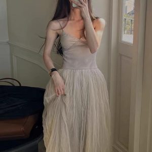 Elegant Graceful Ballet Lace Strap Dress - Y2K Aesthetic Inspired Fashion Piece