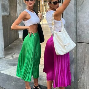 Elegant High-Waisted Pleated Skirt for Women - Aesthetic Black A-Line Streetwear Fashion 2022