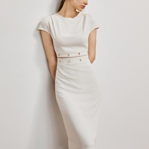 Elegant Hollow Out Crew Neck Dress in Y2K Style for Chic Aesthetic Outfits