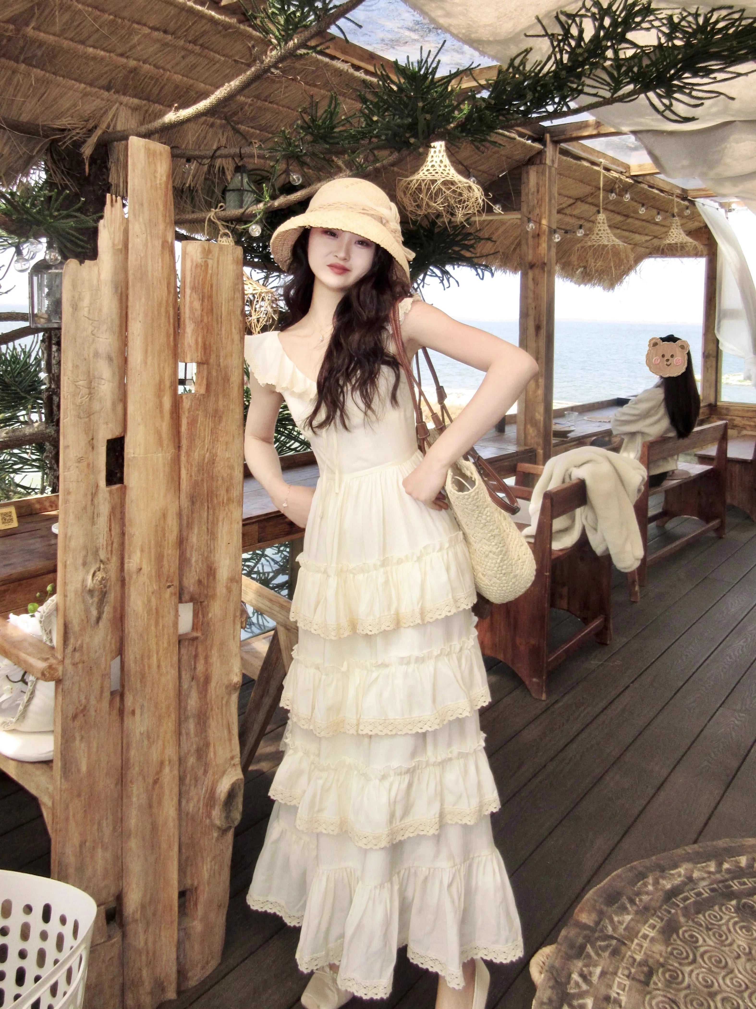 Elegant Midi Dress for Women - Casual Beach & Party Fairy Cake Dress in Pure Color Korean Style