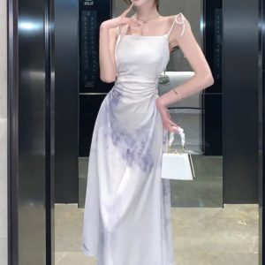 Elegant Satin Midi Dress for Weddings & Parties - Stylish Hollow Out Graduation Dress