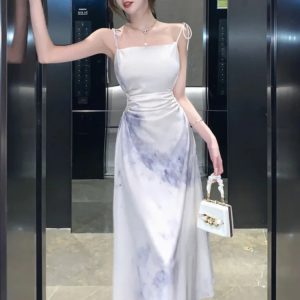 Elegant Satin Midi Dress for Weddings & Parties - Stylish Hollow Out Graduation Dress