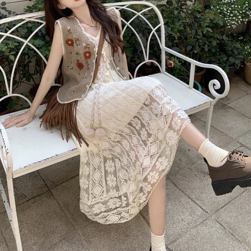 Elegant Vintage A-Line Dress for Spring/Summer 2024 - French Style Hot Girl Fashion