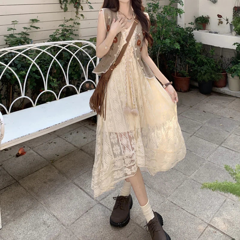 Elegant Vintage A-Line Dress for Spring/Summer 2024 - French Style Hot Girl Fashion