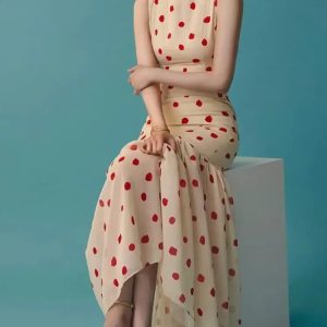 Elegant Vintage Polka Dot Mermaid Dress - Sleeveless Bodycon Party Robe for Summer Fashion