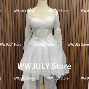 Elegant White Fairy Midi Dress for Women - Spring 2024 Casual Long Sleeve Y2K Aesthetic Party Dress