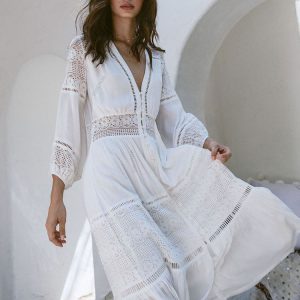 Elegant Women’s Y2K Tunic Dress - Summer Beach Fashion, Sexy Patchwork, Short Sleeve Robe Q561