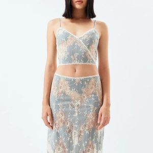 Elegant Y2K Co-Ord Set: Women’s Crop Top & Midi Skirt for Spring/Summer Evening Parties