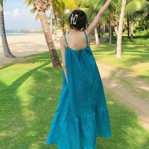 Elegant Y2K Style Sexy Sling Dress for Summer Beach Vacations - Slimming Fairy Aesthetic