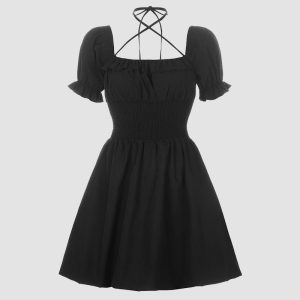 Eliza Y2K Square Flare Dress - Cute Coquette Aesthetic for Trendy Outfits