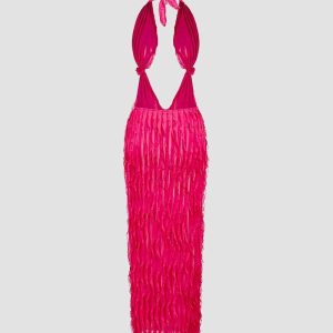 Elsgaine Y2K Deep Plunging Maxi Dress - Chic Coquette Aesthetic for Effortless Style