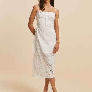 Embroidered Drawstring Split Dress - Y2K Aesthetic with Coquette Style Charm