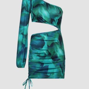 Emerald City Slice Dress - Y2K Aesthetic Midi Dress with Coquette Style and Cute Details