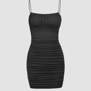 Enchantress Ruched Dress - Y2K Aesthetic Bodycon Dress for Coquette Style and Grunge Vibes