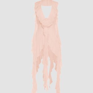 Ethereal Ruffle Tie Cover Up - Y2K Aesthetic Layering Piece for Coquette and Grunge Styles