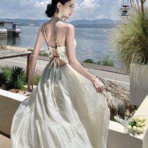 Fairy Butterfly Seaside Vacation Dress in Y2K Aesthetic with Heavy Industry Vibes