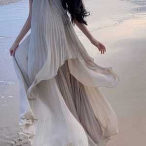 Fairy Chiffon Beach Skirt Backless Dress for Elegant Seaside Vacation Aesthetic