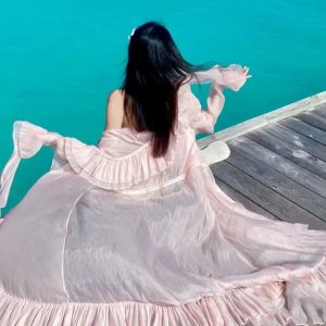 Fairy Flowing Sun Protection Dress with Seaside Cardigan - Y2K Aesthetic Fashion