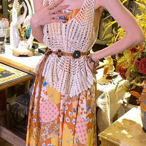 Fairy Retro Print Y2K Aesthetic Sling Dress in Soft Cotton Silk for Cute Outfits