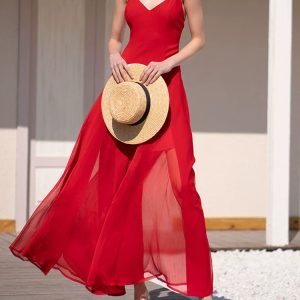 Fairy Seaside Holiday Y2K Aesthetic Red Open Back Sexy Dress for Trendy Outfits