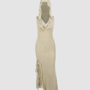 Fantasy Custodia Y2K Slit Maxi Dress - Chic Coquette Aesthetic for Effortless Style