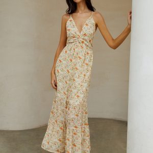 Floral Backless Knotted Crisscross Cami Dress - Y2K Aesthetic Summer Vibes