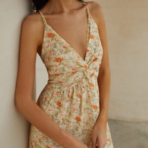 Floral Backless Knotted Crisscross Cami Dress - Y2K Aesthetic Summer Vibes