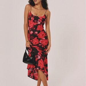 Floral Backless Low-Cut Maxi Dress for Y2K Aesthetic and Coquette Style