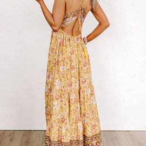 Floral Backless Sling Dress - Y2K Aesthetic Street Style for Trendy Outfits