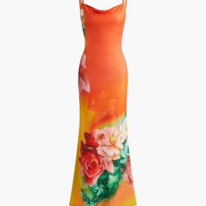 Floral Backless Stretch Dress - Y2K Aesthetic Cute Dress for Coquette and Grunge Styles